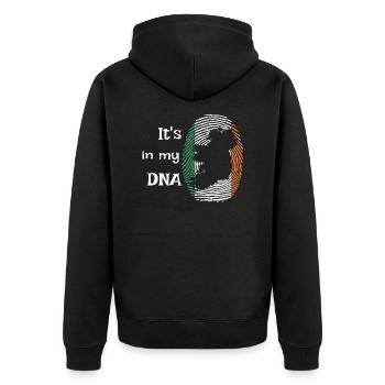 Irland DNA Irische Insel Ireland Idee - Unisex Premium Bio Zip Hoodie - Schwarz - Hinten - Nico (187cm)