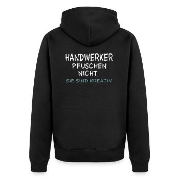 Handwerker DIY Reparatur Pfuschen Heimwerkerspruch - Unisex Premium Bio Zip Hoodie - Schwarz - Hinten - Nico (187cm)