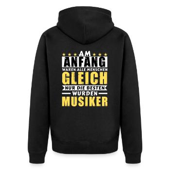 Am Anfang waren alle gleich - Musiker Edition - Unisex Premium Bio Zip Hoodie - Schwarz - Hinten - Nico (187cm)
