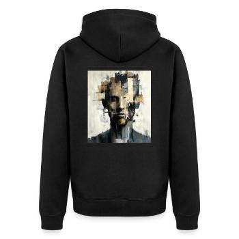 Tête abstraite aux formes géométriques - Veste à capuche bio Premium Unisexe - noir - Dos - Nico (187cm)