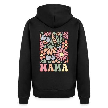 Mama Boho Flora - Unisex Premium Bio Zip Hoodie - Schwarz - Hinten - Nico (187cm)