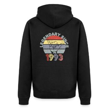 1993 | Vintage Legendary since 1993 Anniversary - Unisex Premium Organic Zip Hoodie - black - Back - Nico (187cm)