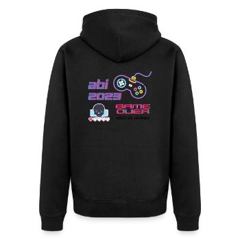 ABI 2023 Game Over - Nach 13 Jahren - Unisex Premium Bio Zip Hoodie - Schwarz - Hinten - Nico (187cm)