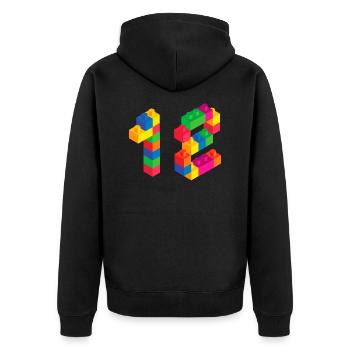 Cute Block Building 12nd Birthday Gift 12 Year - Unisex Premium Organic Zip Hoodie - black - Back - Nico (187cm)