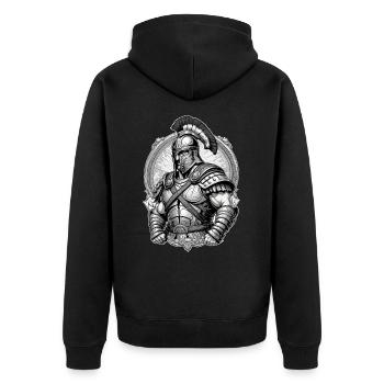 Gladiator Grafik - Unisex Premium Bio Zip Hoodie - Schwarz - Hinten - Nico (187cm)