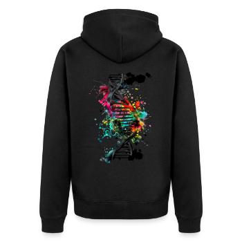 Watercolor, ink double helix in black colorful - Unisex Premium Organic Zip Hoodie - black - Back - Nico (187cm)