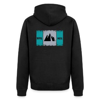 alpinist mountain climbing carabiner alpine mountaineering - Unisex Premium Organic Zip Hoodie - black - Back - Nico (187cm)