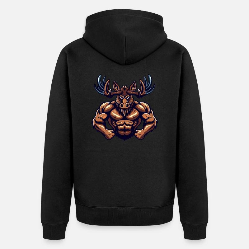 Musculation Moose Muscles Musculation - Veste à capuche bio Premium Unisexe - noir