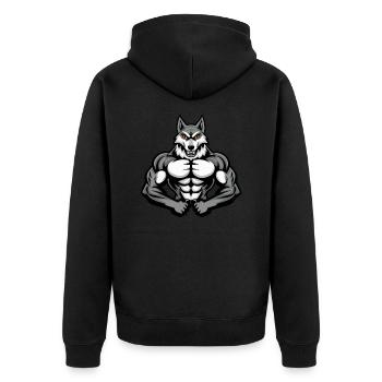 Husky Dog Muscles Bodybuilding - Unisex Premium Organic Zip Hoodie - black - Back - Nico (187cm)