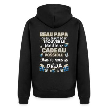 Mon beau papa, c'est le meilleur. humour beau-père - Veste à capuche bio Premium Unisexe - noir - Dos - Nico (187cm)