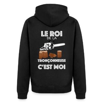 Tronçonneuse royale humour bûcheron - Veste à capuche bio Premium Unisexe - noir - Dos - Nico (187cm)
