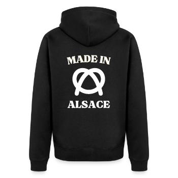 MADE IN ALSACE BRETZEL 2 - Veste à capuche bio Premium Unisexe - noir - Dos - Nico (187cm)