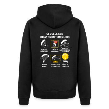 Cadeau papa parapente maman parapentiste - Veste à capuche bio Premium Unisexe - noir - Dos - Nico (187cm)