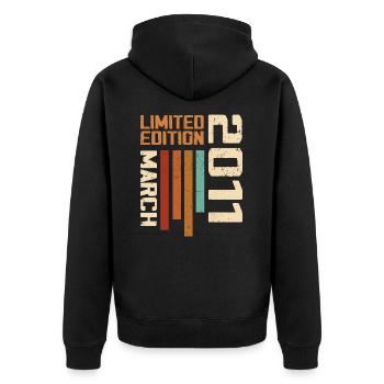 March 2011 Anniversary 2011 Retro 2011 March - Unisex Premium Organic Zip Hoodie - black - Back - Nico (187cm)