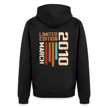 March 2010 Anniversary 2010 Retro 2010 March - Unisex Premium Organic Zip Hoodie - black - Back - Nico (187cm)
