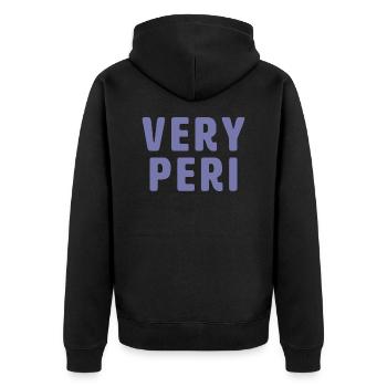 Very Peri - Unisex Premium Bio Zip Hoodie - Schwarz - Hinten - Nico (187cm)