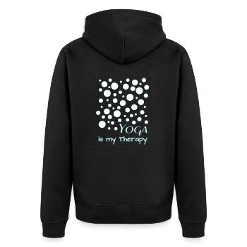 Yoga is my Therapy - Unisex Premium Bio Zip Hoodie - Schwarz - Hinten - Nico (187cm)