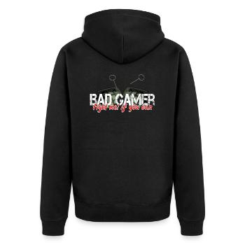 Bad Gamer - Unisex Premium Bio Zip Hoodie - Schwarz - Hinten - Nico (187cm)