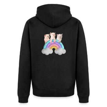 Kawai Bunte Regenbogenkatze Kätzchen Liebhaber Kätzchen - Unisex Premium Bio Zip Hoodie - Schwarz - Hinten - Nico (187cm)
