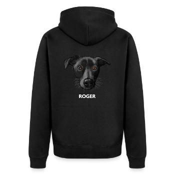 Roger 2 - Unisex Premium Bio Zip Hoodie - Schwarz - Hinten - Nico (187cm)