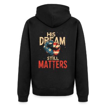 His Dream Still Matters - MLK - Unisex Premium Organic Zip Hoodie - black - Back - Nico (187cm)