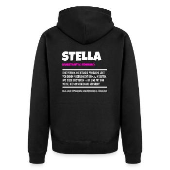 Stella ist mein Name - Unisex Premium Bio Zip Hoodie - Schwarz - Hinten - Nico (187cm)
