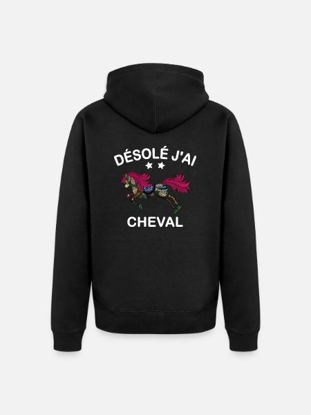 Désolé j'ai cheval équitation - Veste à capuche bio Premium Unisexe - noir