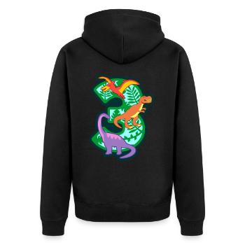 Dinosaurier 3. Geburtstagsparty Nummer 3 - 3 Jahre - Unisex Premium Bio Zip Hoodie - Schwarz - Hinten - Nico (187cm)