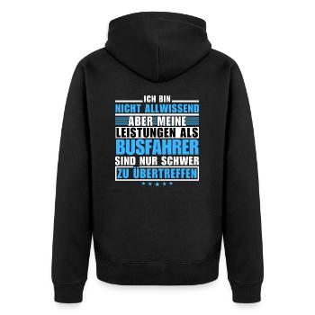 Unübertroffene Leistung als Busfahrer - Unisex Premium Bio Zip Hoodie - Schwarz - Hinten - Nico (187cm)
