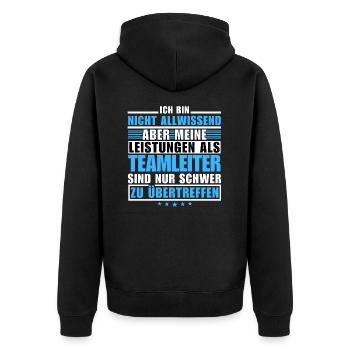 Unübertroffene Leistung als Teamleiter - Unisex Premium Bio Zip Hoodie - Schwarz - Hinten - Nico (187cm)