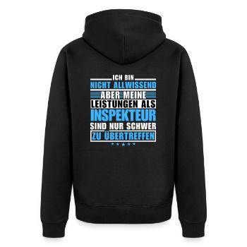 Unübertroffene Leistung als Inspekteur - Unisex Premium Bio Zip Hoodie - Schwarz - Hinten - Nico (187cm)