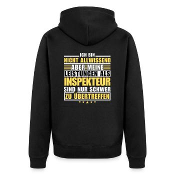 Unübertroffene Leistung als Inspekteur - Unisex Premium Bio Zip Hoodie - Schwarz - Hinten - Nico (187cm)