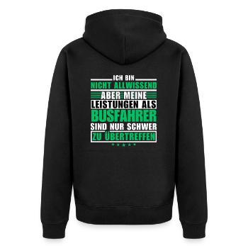 Unübertroffene Leistung als Busfahrer - Unisex Premium Bio Zip Hoodie - Schwarz - Hinten - Nico (187cm)