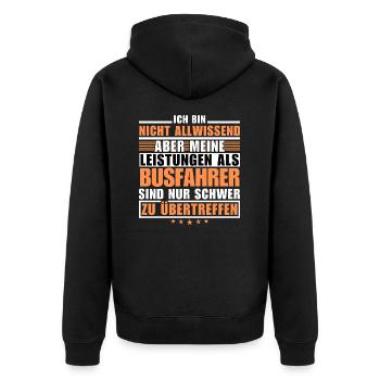 Unübertroffene Leistung als Busfahrer - Unisex Premium Bio Zip Hoodie - Schwarz - Hinten - Nico (187cm)