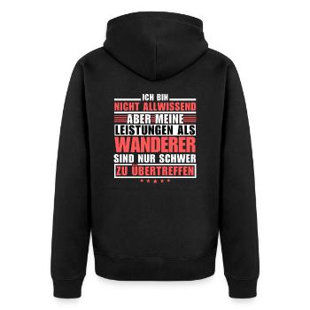 Unübertroffene Leistung als Wanderer - Unisex Premium Bio Zip Hoodie - Schwarz - Hinten - Nico (187cm)