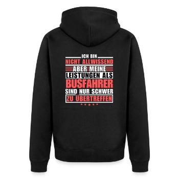 Unübertroffene Leistung als Busfahrer - Unisex Premium Bio Zip Hoodie - Schwarz - Hinten - Nico (187cm)