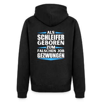 Grinder landed in the wrong job - Unisex Premium Organic Zip Hoodie - black - Back - Nico (187cm)