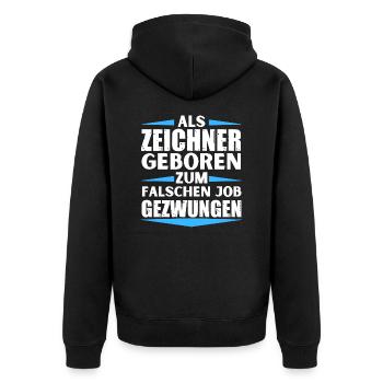Le dessinateur a atterri dans le mauvais emploi - Veste à capuche bio Premium Unisexe - noir - Dos - Nico (187cm)