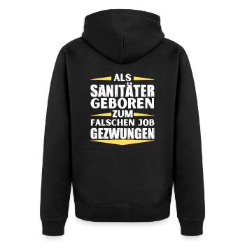 Paramedic landed in the wrong job - Unisex Premium Organic Zip Hoodie - black - Back - Nico (187cm)