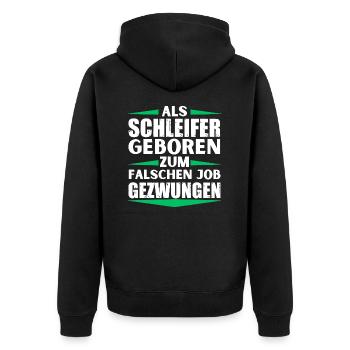 Grinder landed in the wrong job - Unisex Premium Organic Zip Hoodie - black - Back - Nico (187cm)