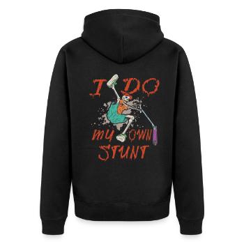 Stunt Scooter I do my own stunt - Unisex Premium Bio Zip Hoodie - Schwarz - Hinten - Nico (187cm)