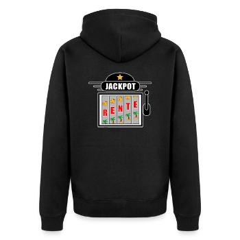 Rente Jackpot - Unisex Premium Bio Zip Hoodie - Schwarz - Hinten - Nico (187cm)