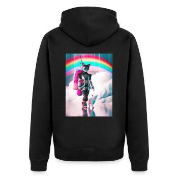 Cyborg Cats Sci-fi Geisha Gift Idea - Unisex Premium Organic Zip Hoodie - black - Back - Nico (187cm)