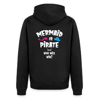 Mermaid or Pirate Who Will Win - Unisex Premium Bio Zip Hoodie - Schwarz - Hinten - Nico (187cm)