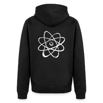 Atom Struktur Skizze retro - Unisex Premium Bio Zip Hoodie - Schwarz - Hinten - Nico (187cm)