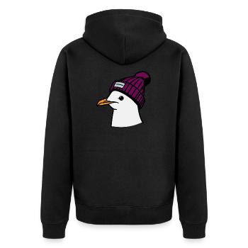 Moin Seagull Beanie Head North Sea Hat Hamburg Purple - Unisex Premium Organic Zip Hoodie - black - Back - Nico (187cm)
