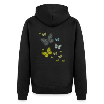 Butterfly Butterfly Butterfly children - Unisex Premium Organic Zip Hoodie - black - Back - Nico (187cm)