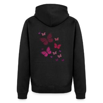 Butterfly Butterfly Butterfly children - Unisex Premium Organic Zip Hoodie - black - Back - Nico (187cm)