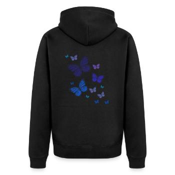 Butterfly Butterfly Butterfly children - Unisex Premium Organic Zip Hoodie - black - Back - Nico (187cm)