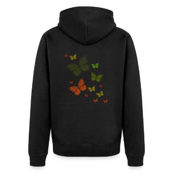Butterfly Butterfly Butterfly children - Unisex Premium Organic Zip Hoodie - black - Back - Nico (187cm)